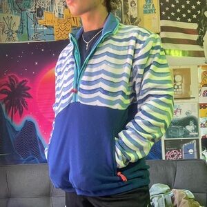 Chubbies Blue and White Zip-Up Sweater